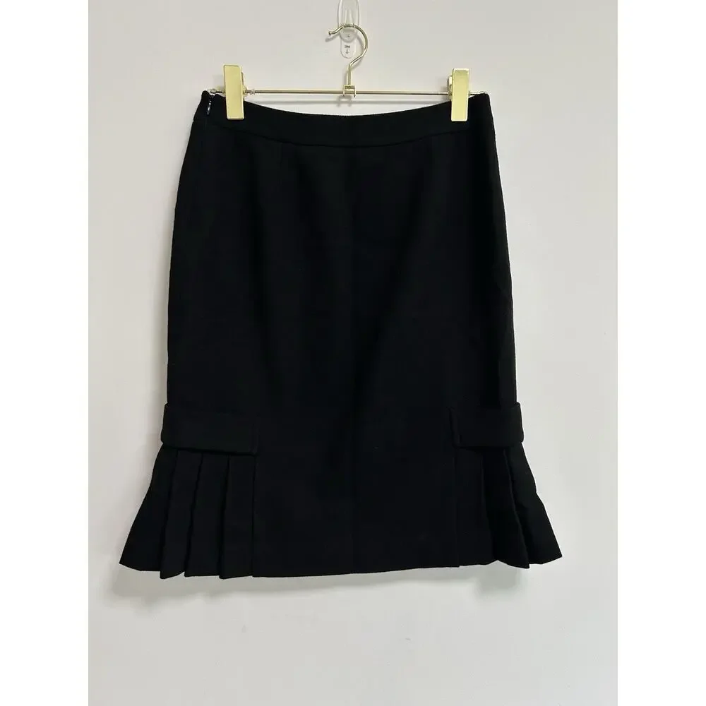 Y2K Vintage Wool Military Steampunk Goth Skirt Knee Black Pleated Buttons‎ 2